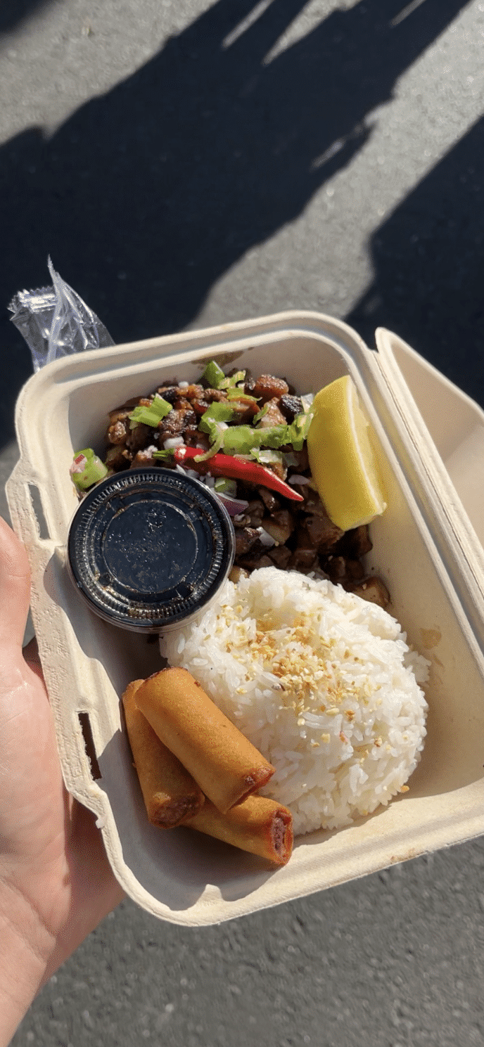 Pork sisig plate from Cooked by Gio at the first Meet Me in the Street, June 2025. Xavey Bzdek photo