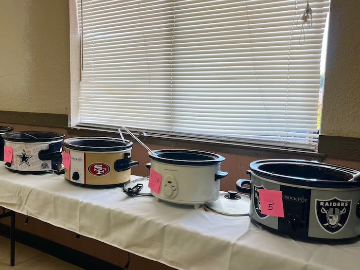 Homemade chili in crockpots