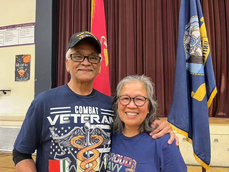Veteran couple at American Canyon Veterans Day ceremony