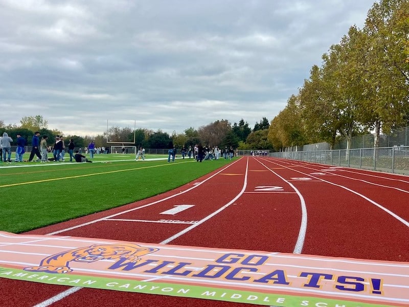 bright new track and football field at American Canyon Middle School