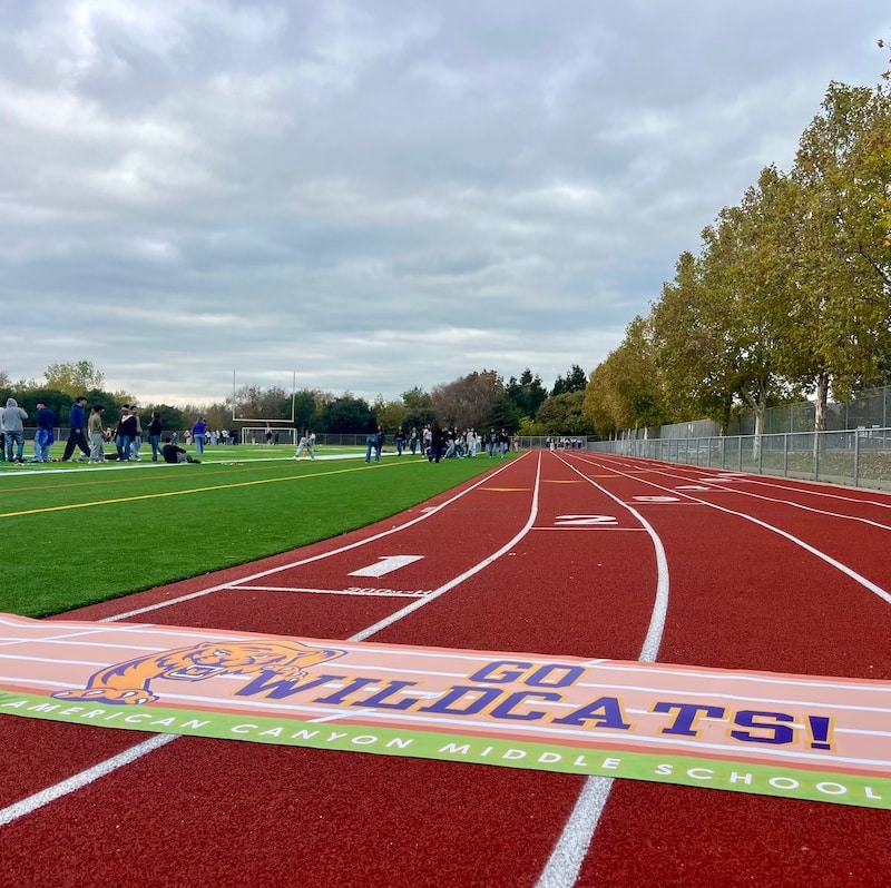 bright new track and football field at American Canyon Middle School