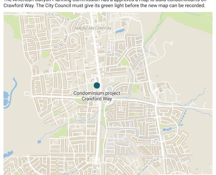 Map of proposed condominiums on Crawford Way in American Canyon