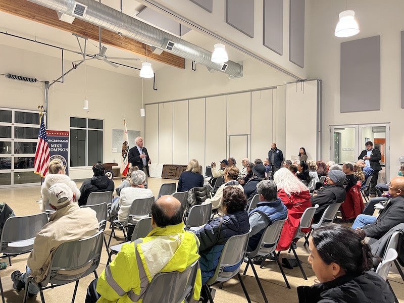 Congressman Mike Thompson speaks to room of people in American Canyon
