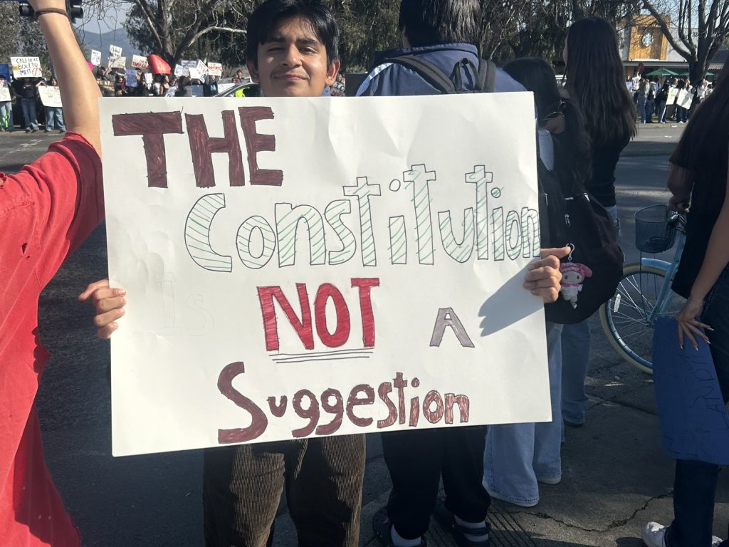 High school students protested ICE and other Trump administration policies on Friday, Feb. 6 in Napa. Submitted photo Submitted photos