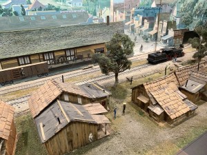 a constructed collection of wooden buildings and roads