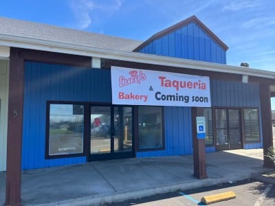 blue building storefront