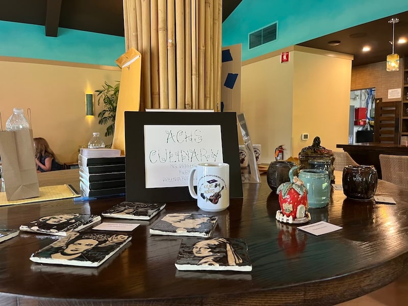 ceramics displayed on a table