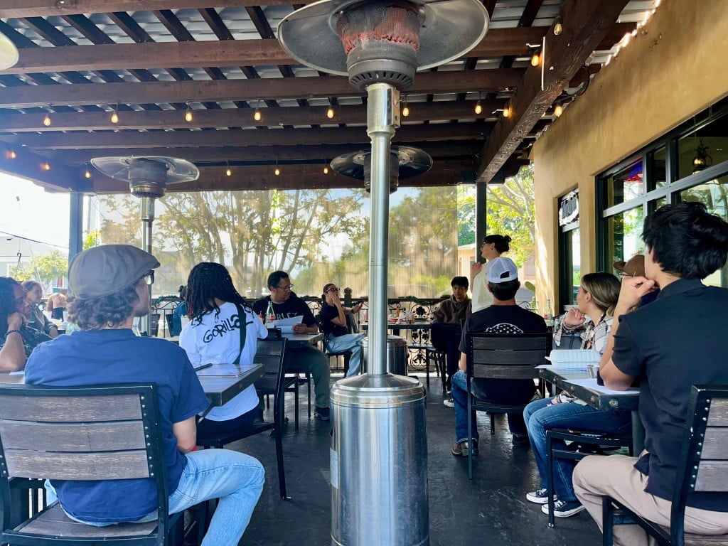 group of kids at restaurant
