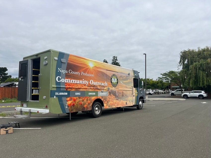 large van in parking lot