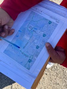 map of city roads on a petition form